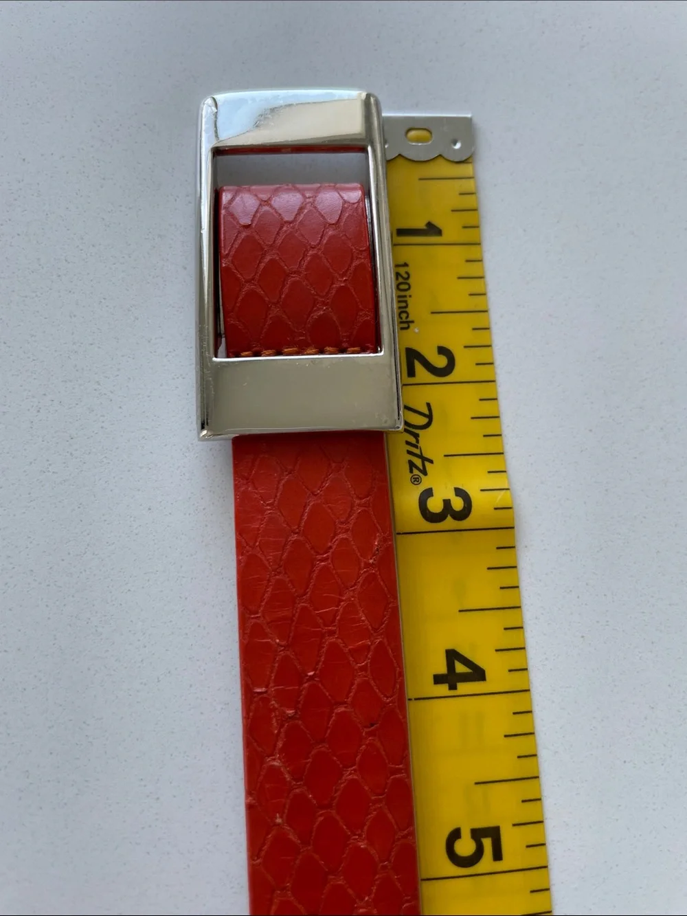 Ellen Tracy Orange Italian Leather Men's Belt with Silver Buckle medium